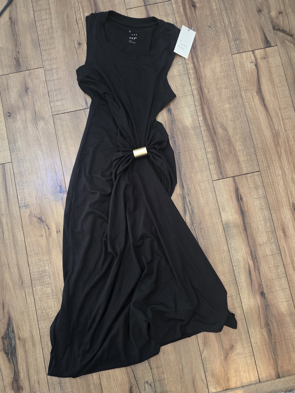 A New Day Black Sleeveless Maxi Dress with Gold Ring Knot